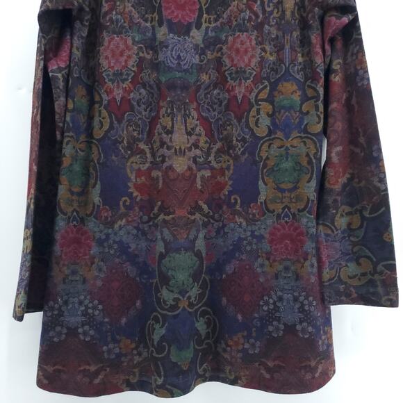 Soft Surrounding Boho Luxury Dark Regal Tapestry Tunic Scoop Neck Crop Sleeve XS - Picture 9 of 9